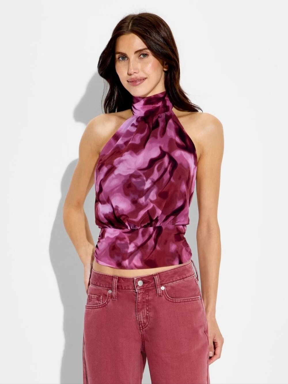 Women's Chiffon Halter Top - Wild Fable" Pink Floral L